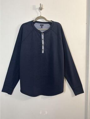 Good Man Brand Men’s XXL Navy Blue Cotton Long Sleeve Henley Raglan Shirt